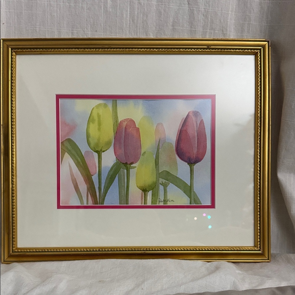 Robert McAffee Original Canadian Watercolour Tulip Painting signed framed 1998